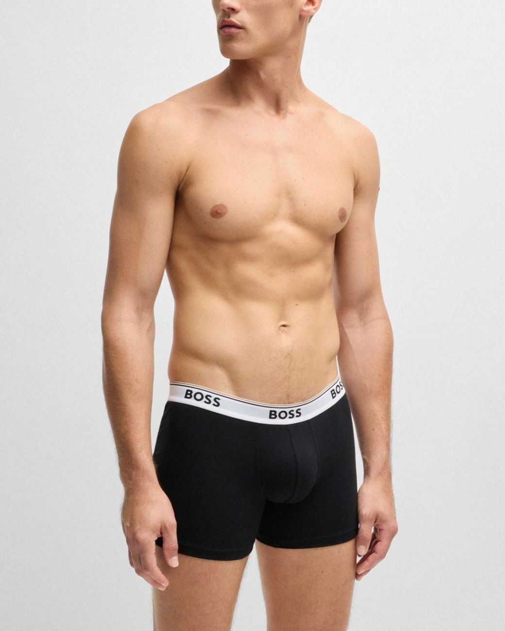 Boss Black Power Three Pack Stretch Cotton Boxer Briefs With Logos Nos Size: M for men