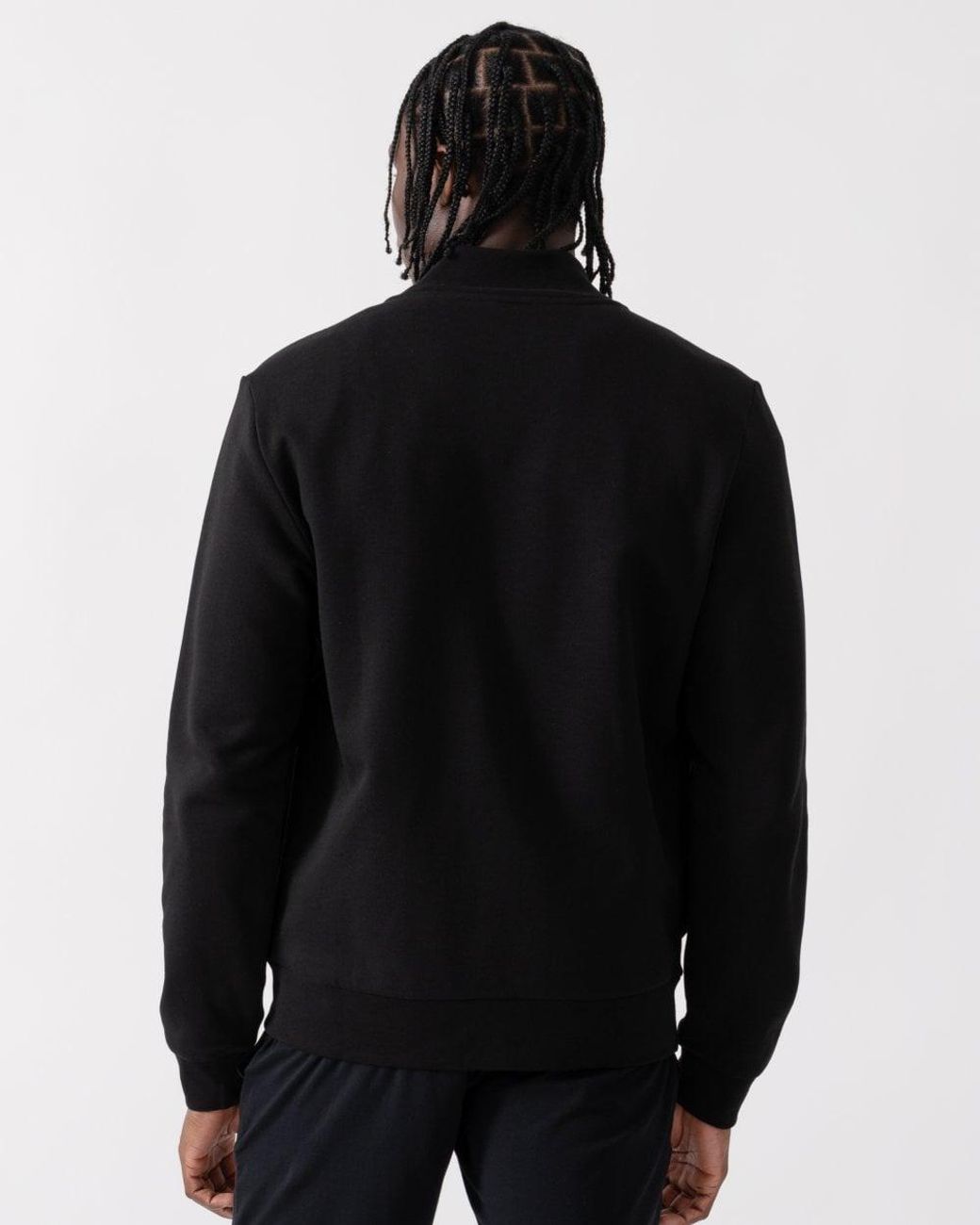 Lacoste Black Regular Fit Brushed Fleece Zippered Sweatshirt 031, Size: M for men