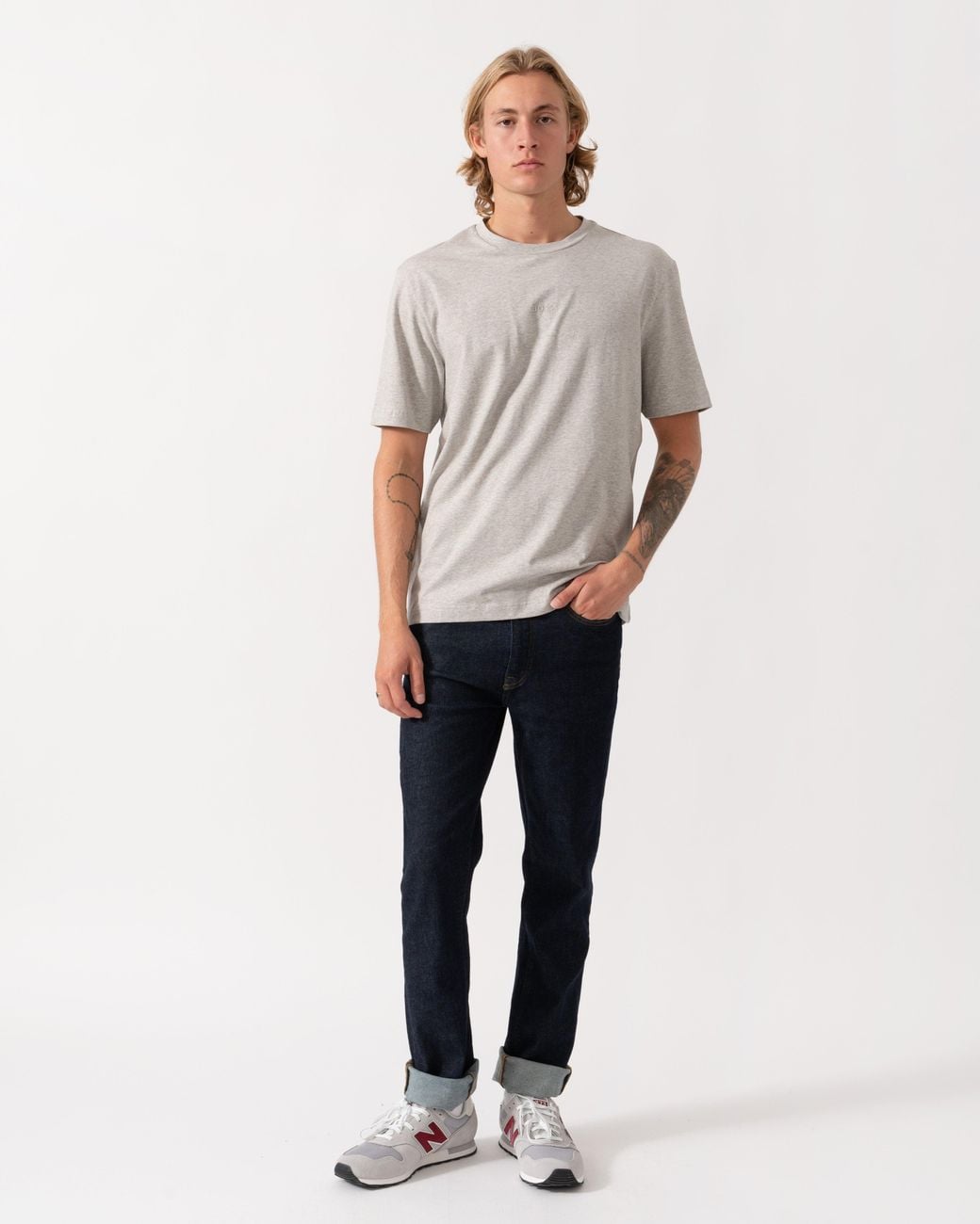 Boss Gray Tchup Crew Neck Small Logo T-Shirt for men