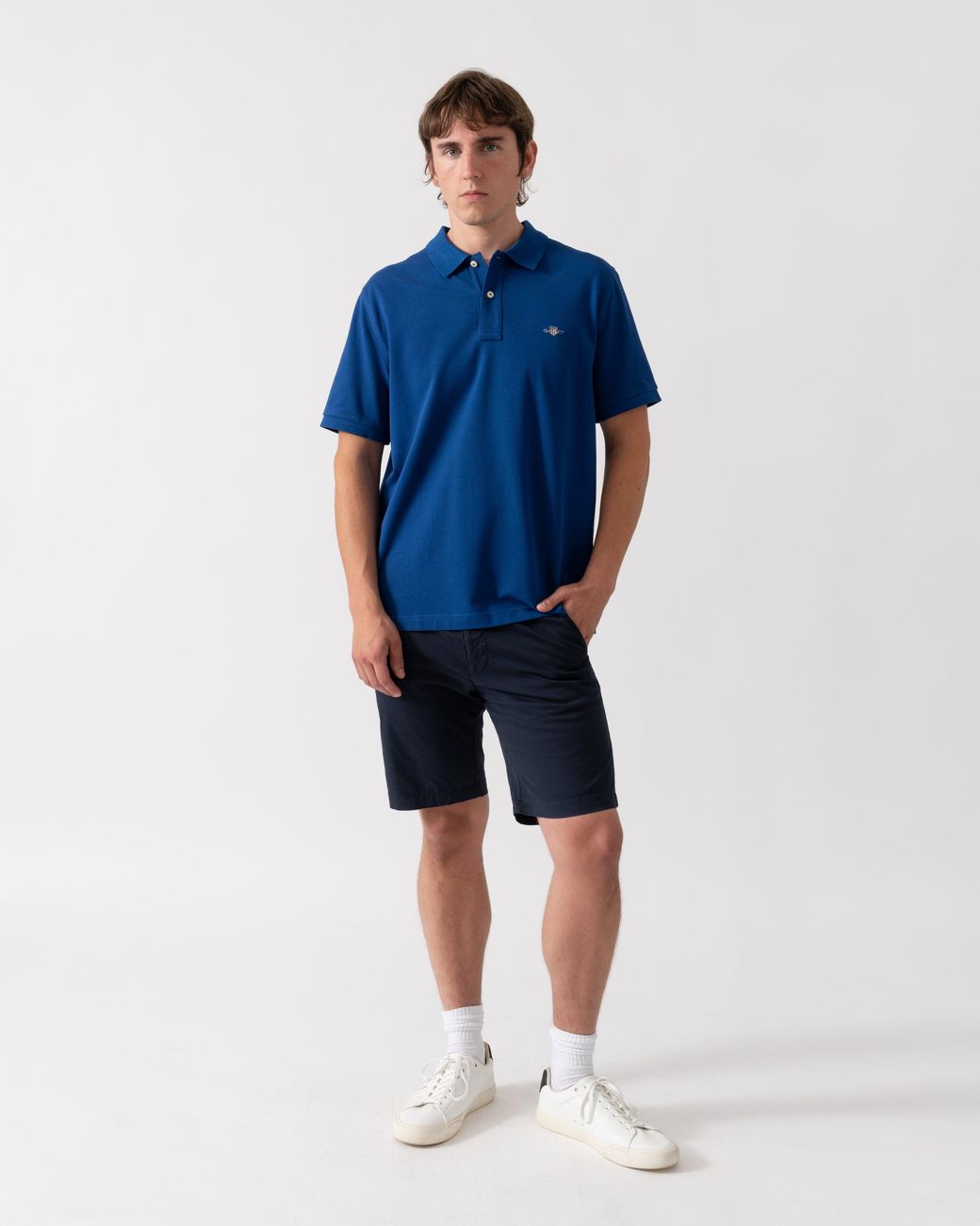 Gant Blue Regular Fit Short Sleeve Shield Logo Pique Polo for men