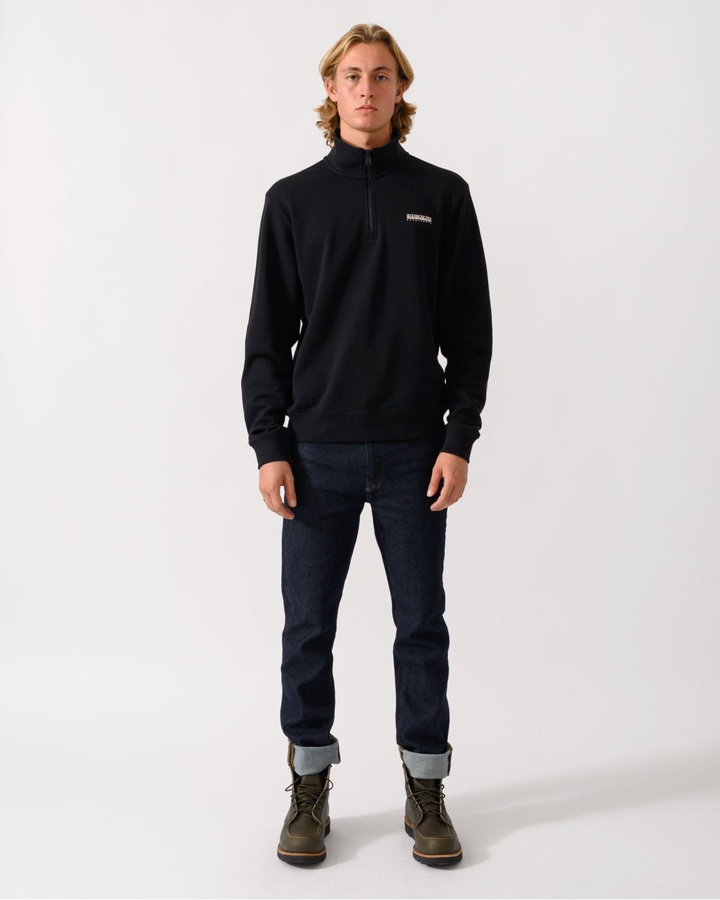 Napapijri Blue Small Box Half Zip Sweatshirt for men