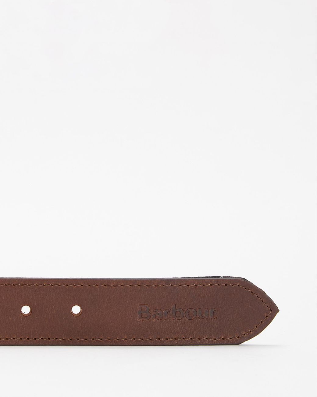 Barbour Brown Reversible Tartan Leather Belt Size: L for men