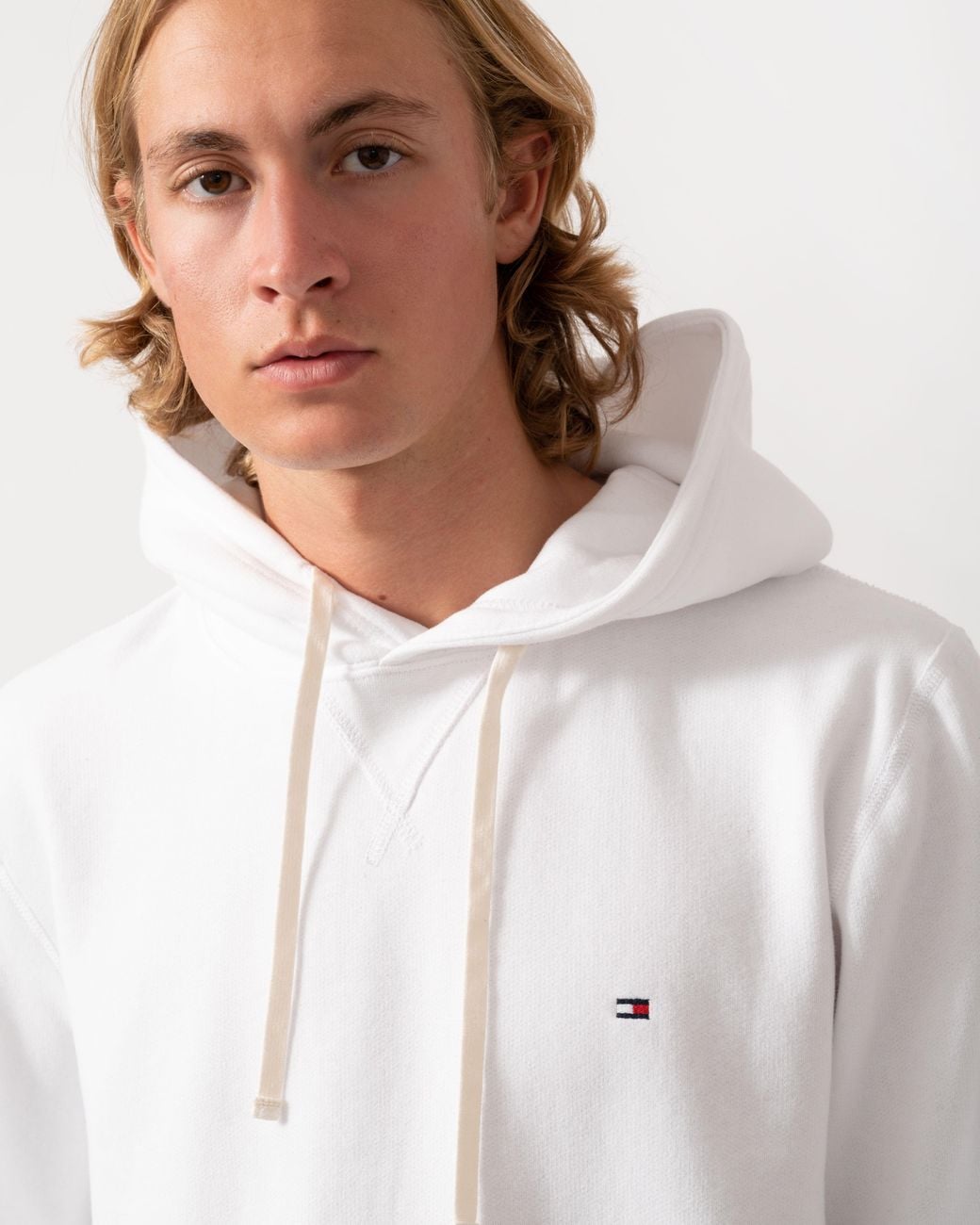 Tommy Hilfiger White Essential Fleece Hoodie for men