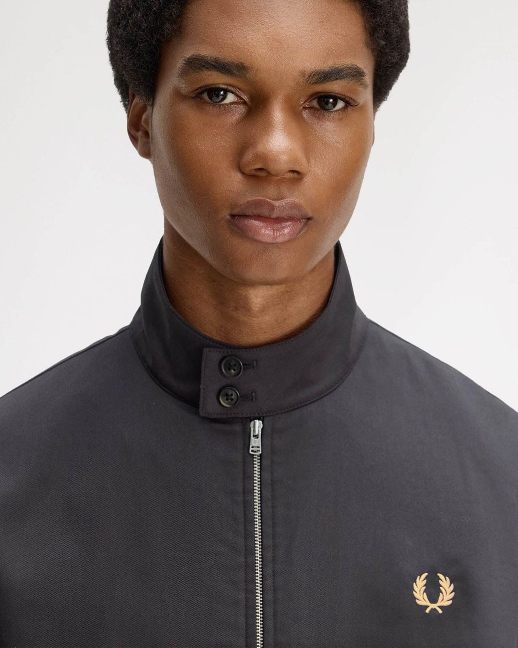 Fred Perry Blue Twill Harrington Jacket for men