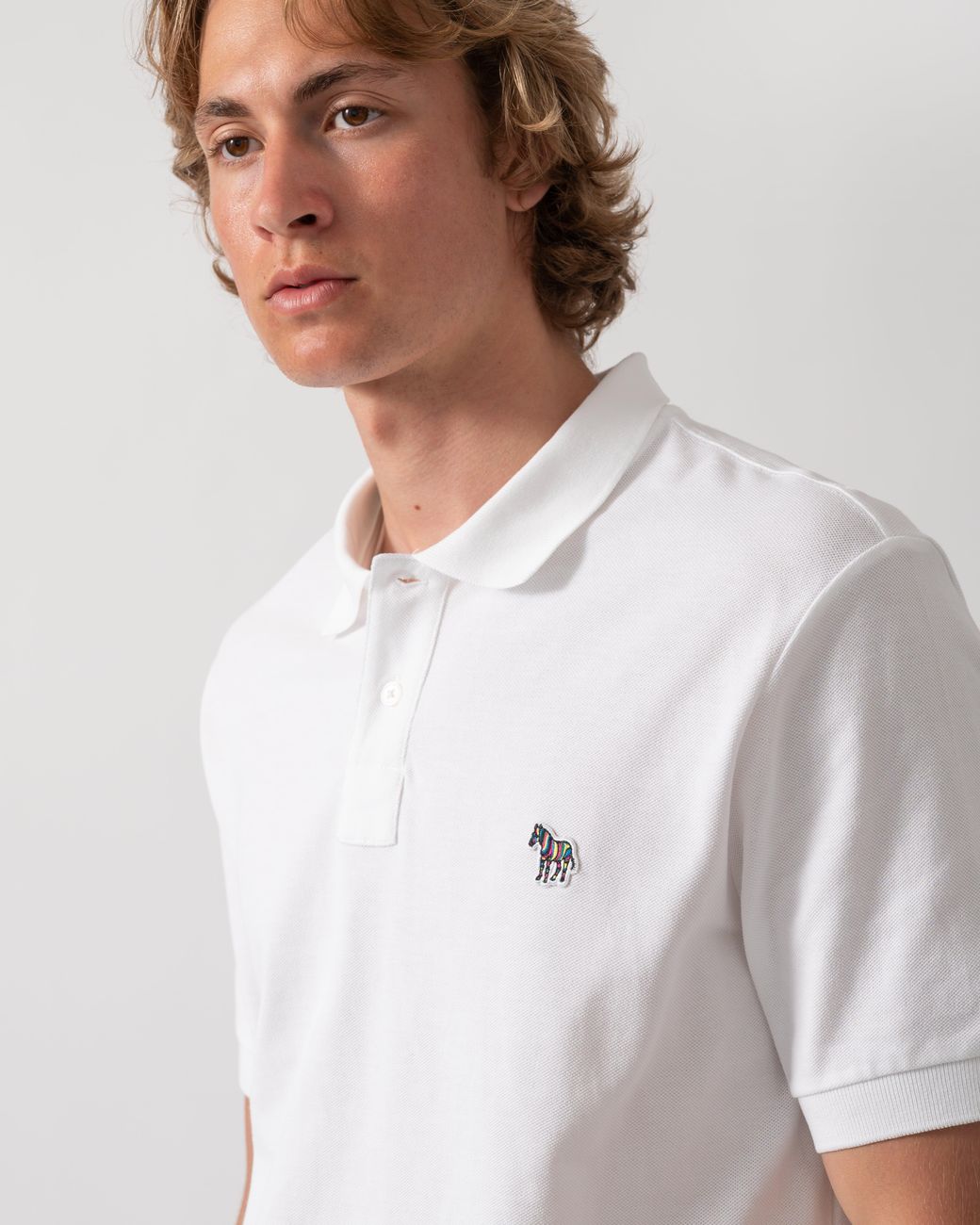 Paul Smith White Ps Regular Fit Short Sleeve Cotton-Piqué Zebra Logo Polo Shirt for men