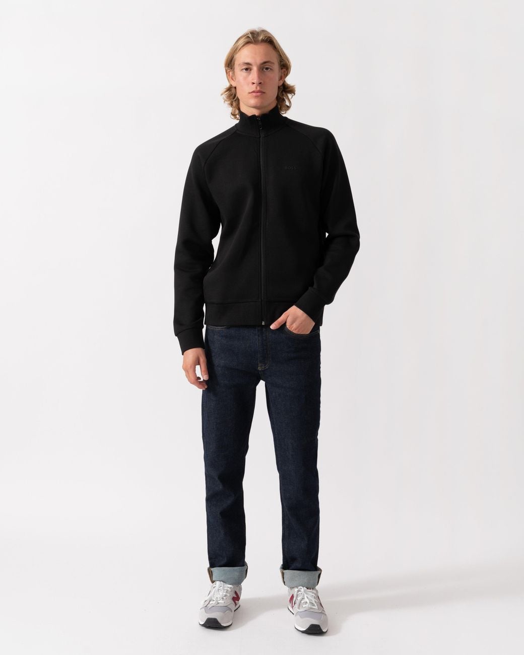 Boss Black Skaz Full Zip Funnel Neck Sweatshirt With Tonal Logo for men