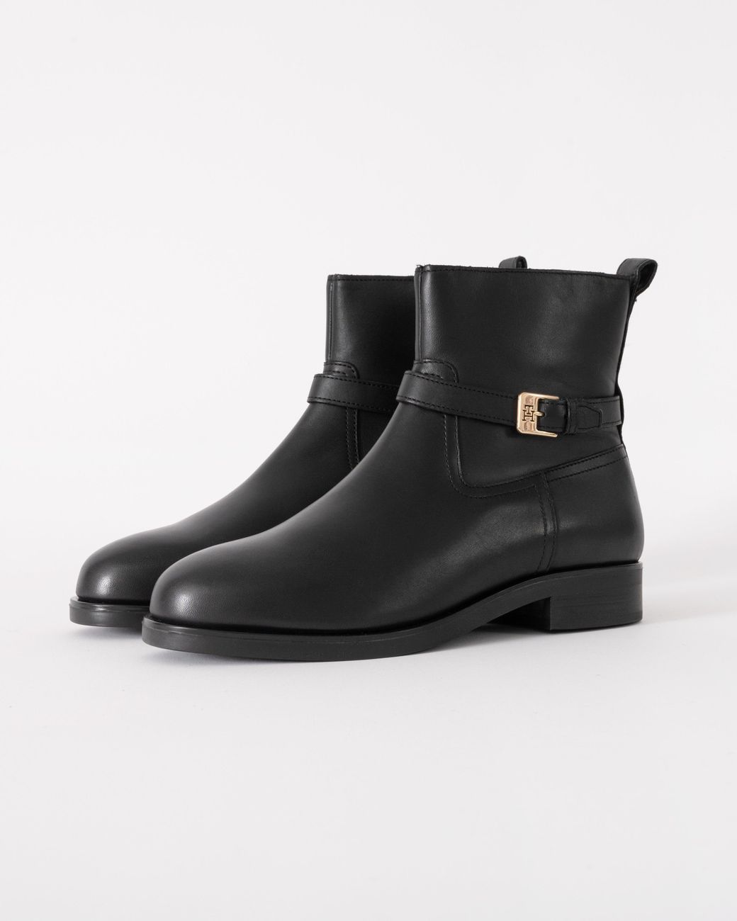 Tommy Hilfiger Black Th Buckle Riding Leather Booties