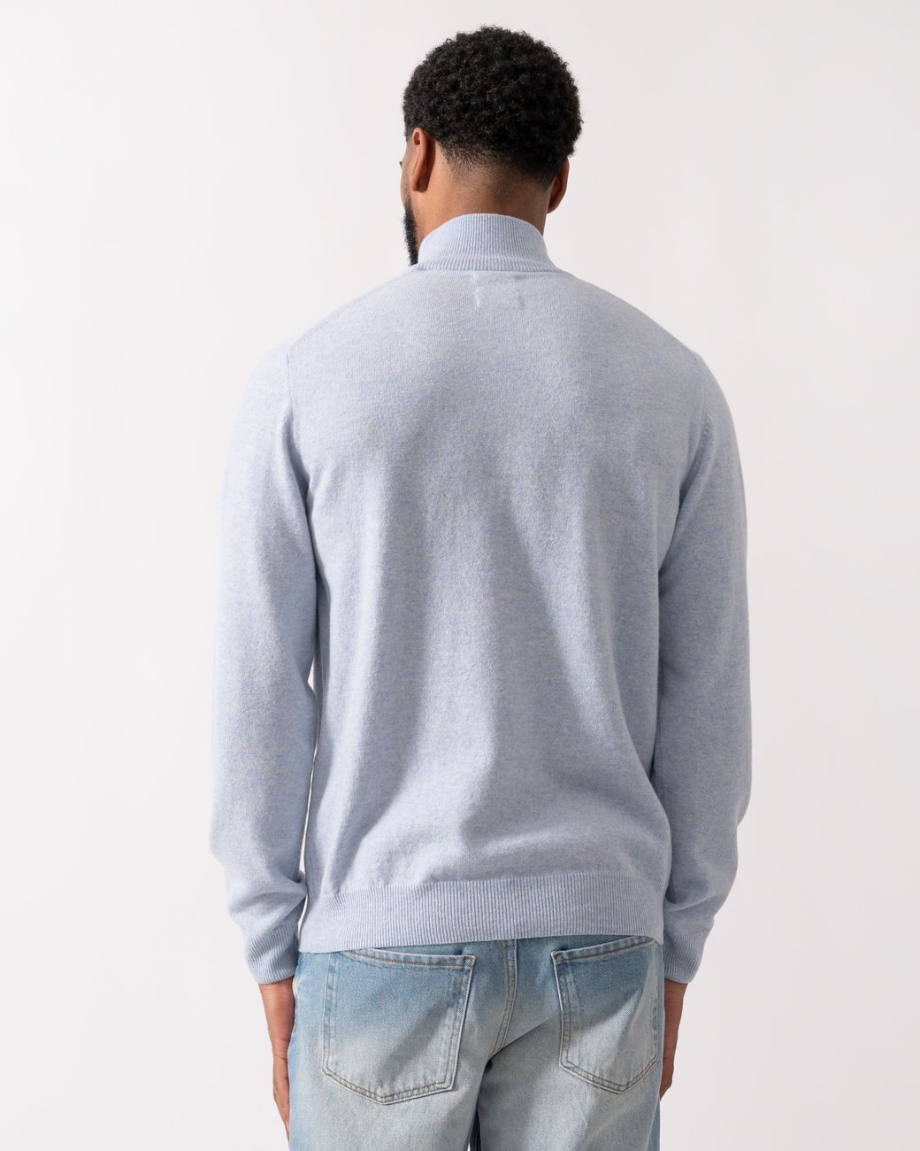 Gant Blue Superfine Lambswool Half Zip Cardigan for men