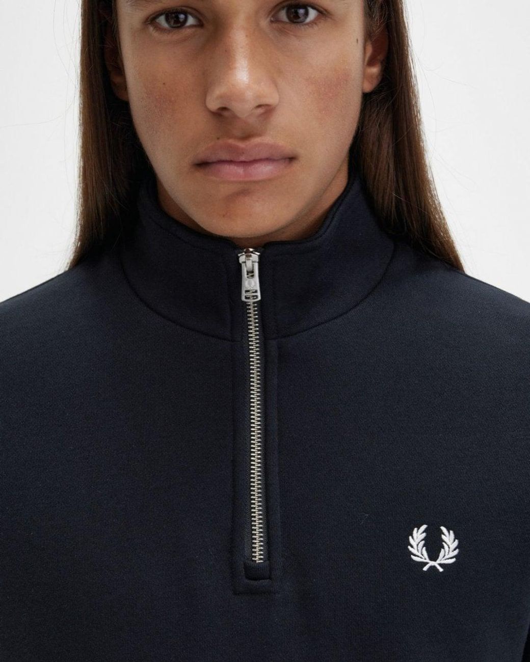 Fred Perry Blue Half Zip Sweatshirt Size: L for men