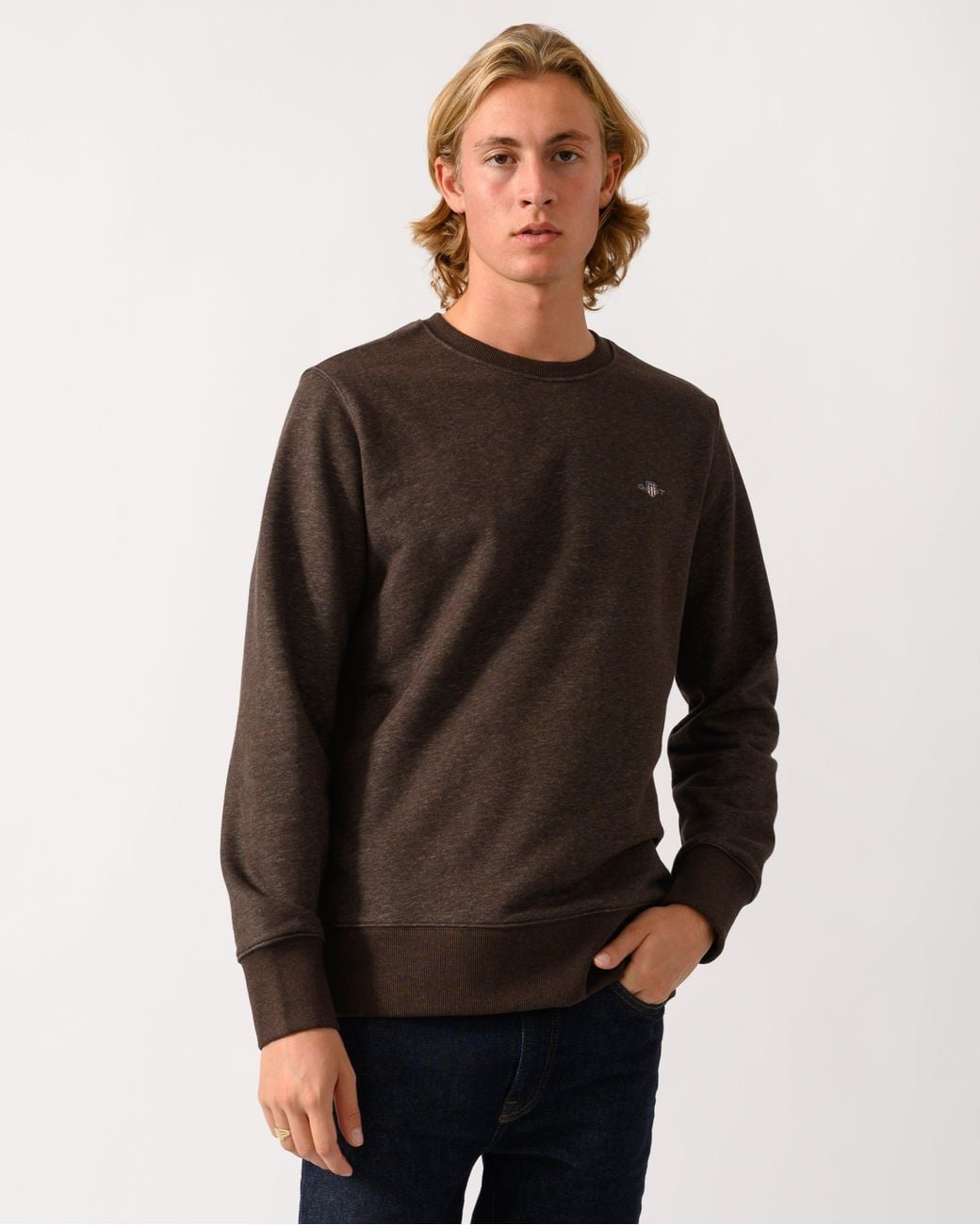 Gant Black Regular Fit Shield Logo Crew Neck Sweatshirt for men