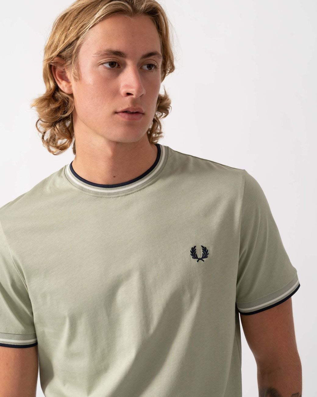 Fred Perry Gray Twin Tipped T-Shirt for men