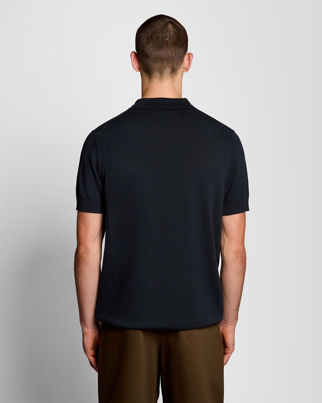 Lyle & Scott Black Cotton Knitted Polo Shirt for men