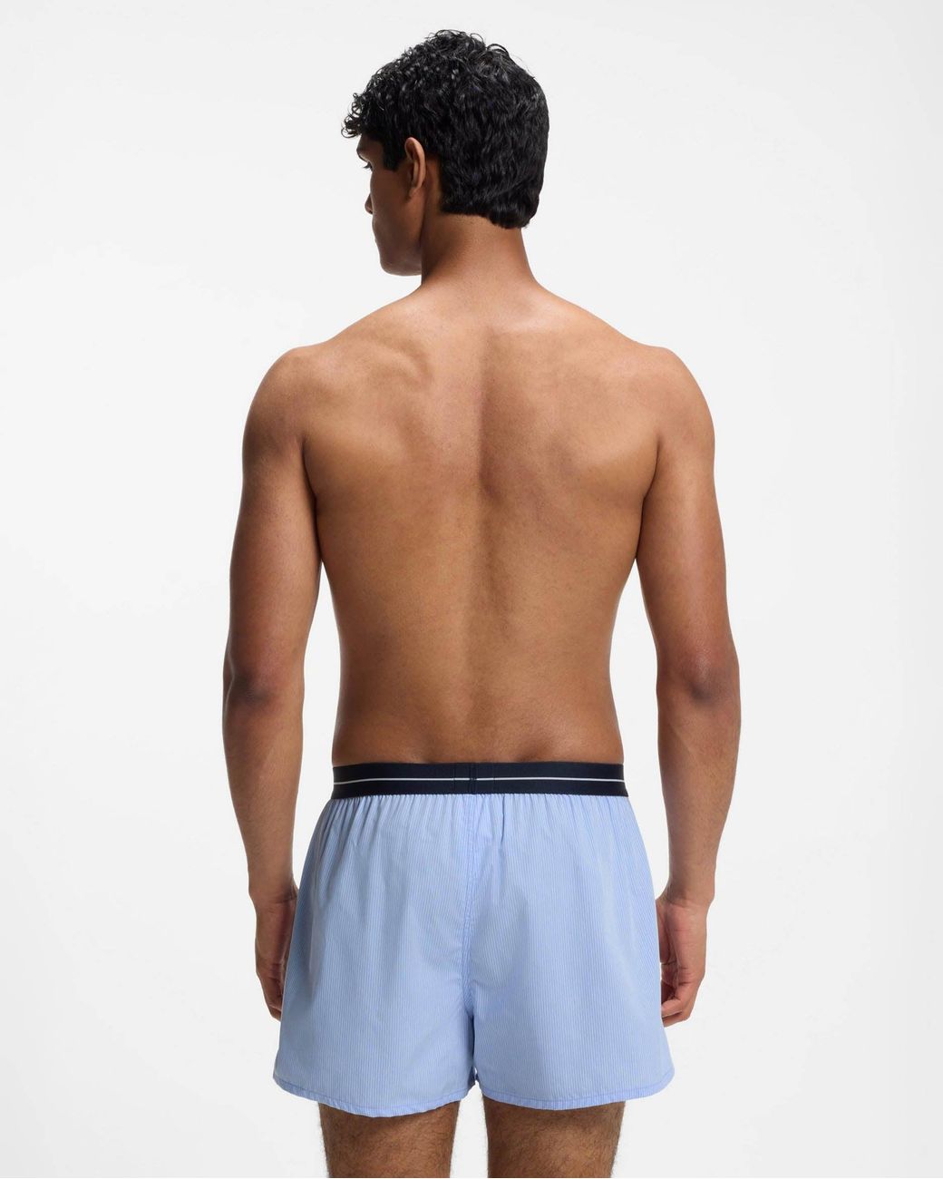 Boss Blue Boxer 2-Pack Cotton Pyjama Shorts With Logo Waistbands for men