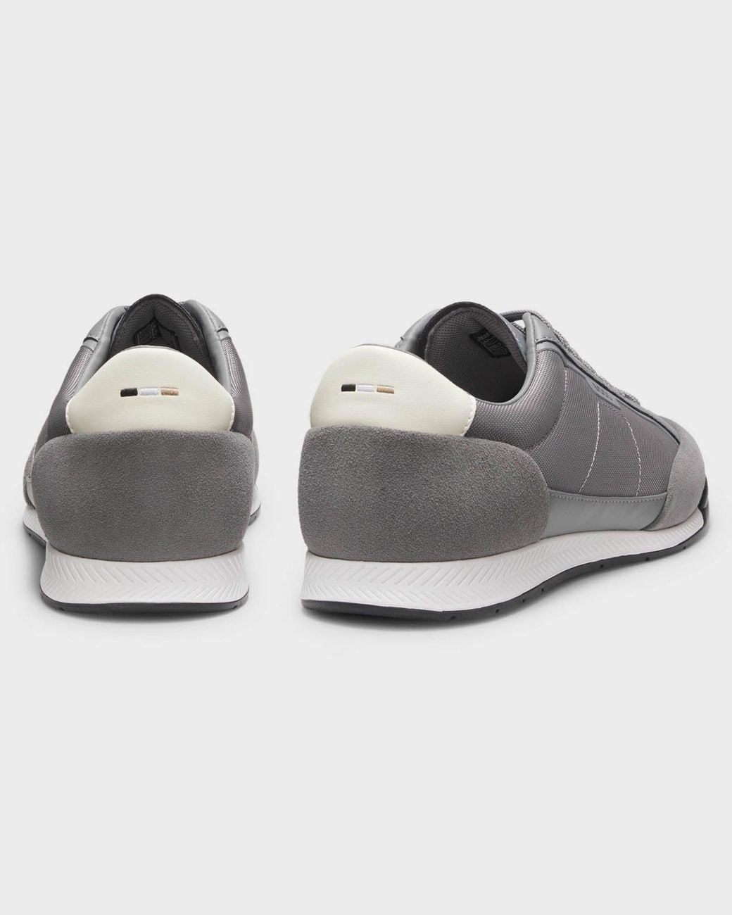 Boss Gray Nitan Suede-Trim Trainers With Ribbed Sole for men