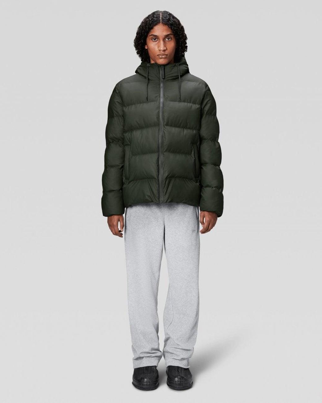 Rains Black Alta Puffer Jacket Size: S