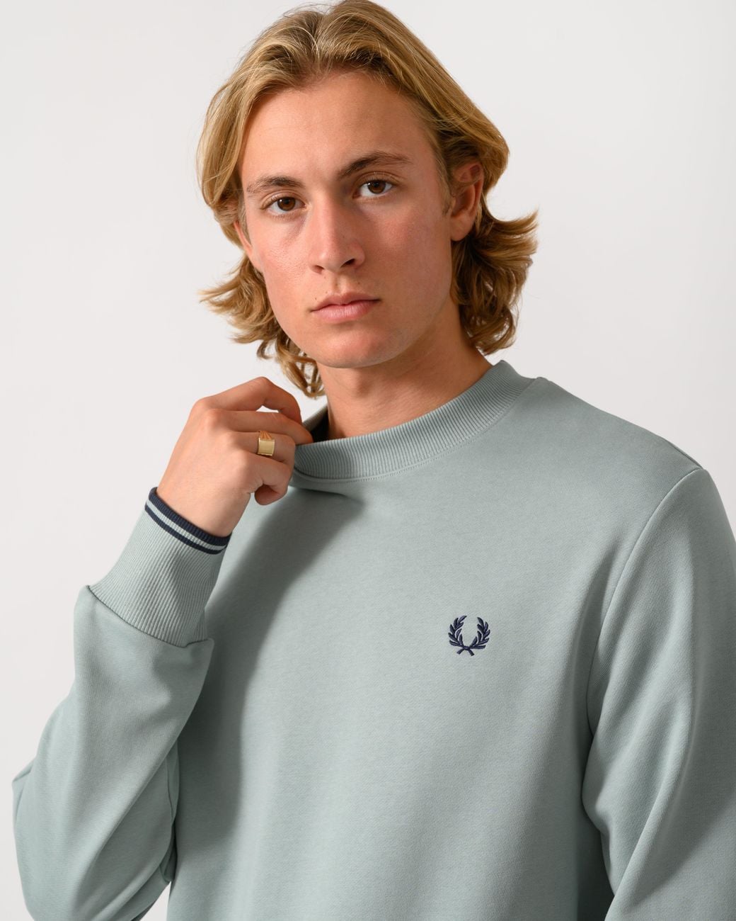 Fred Perry Gray Crew Neck Sweatshirt for men