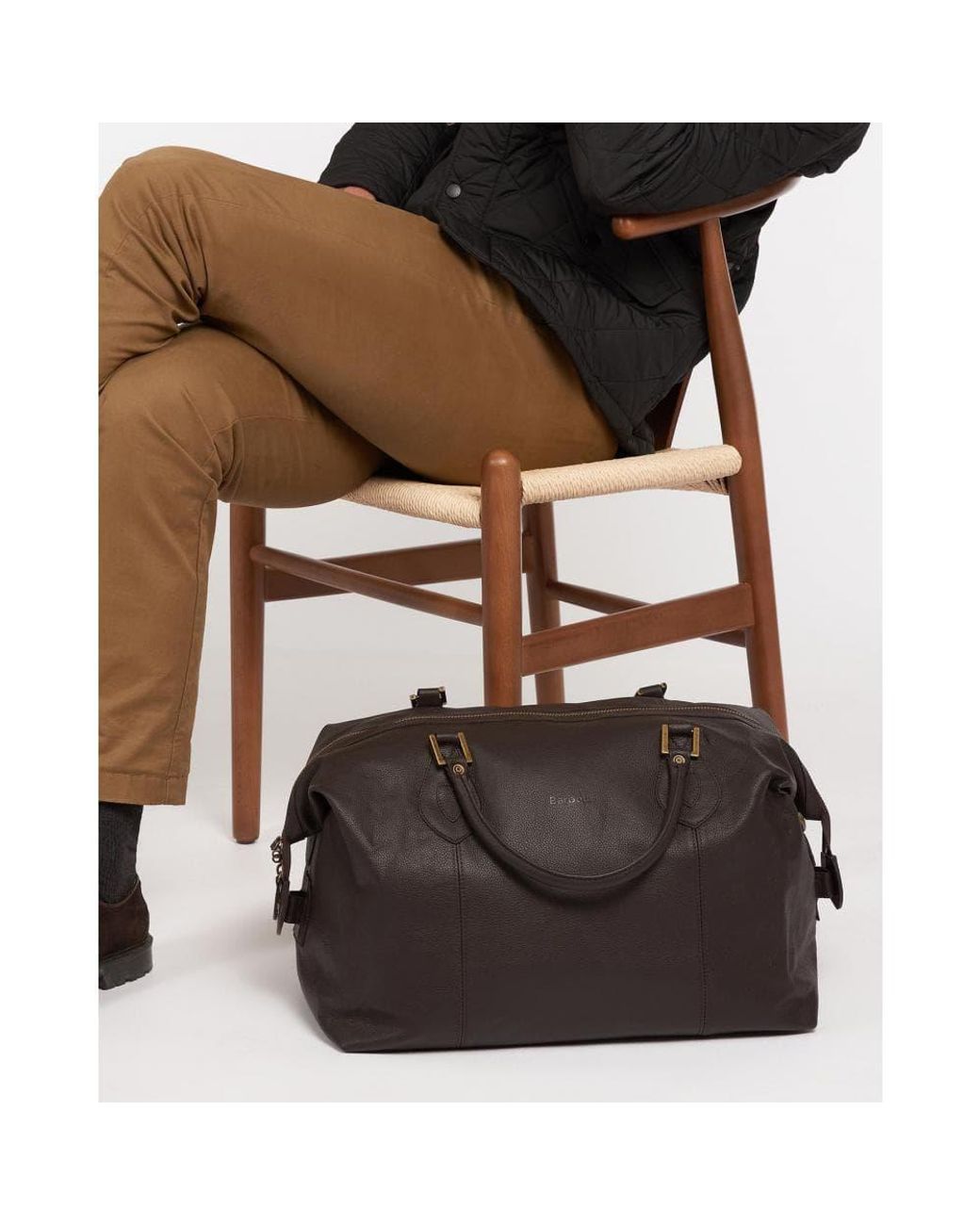 Barbour Leather Med Travel Explorer in Brown for Men | Lyst