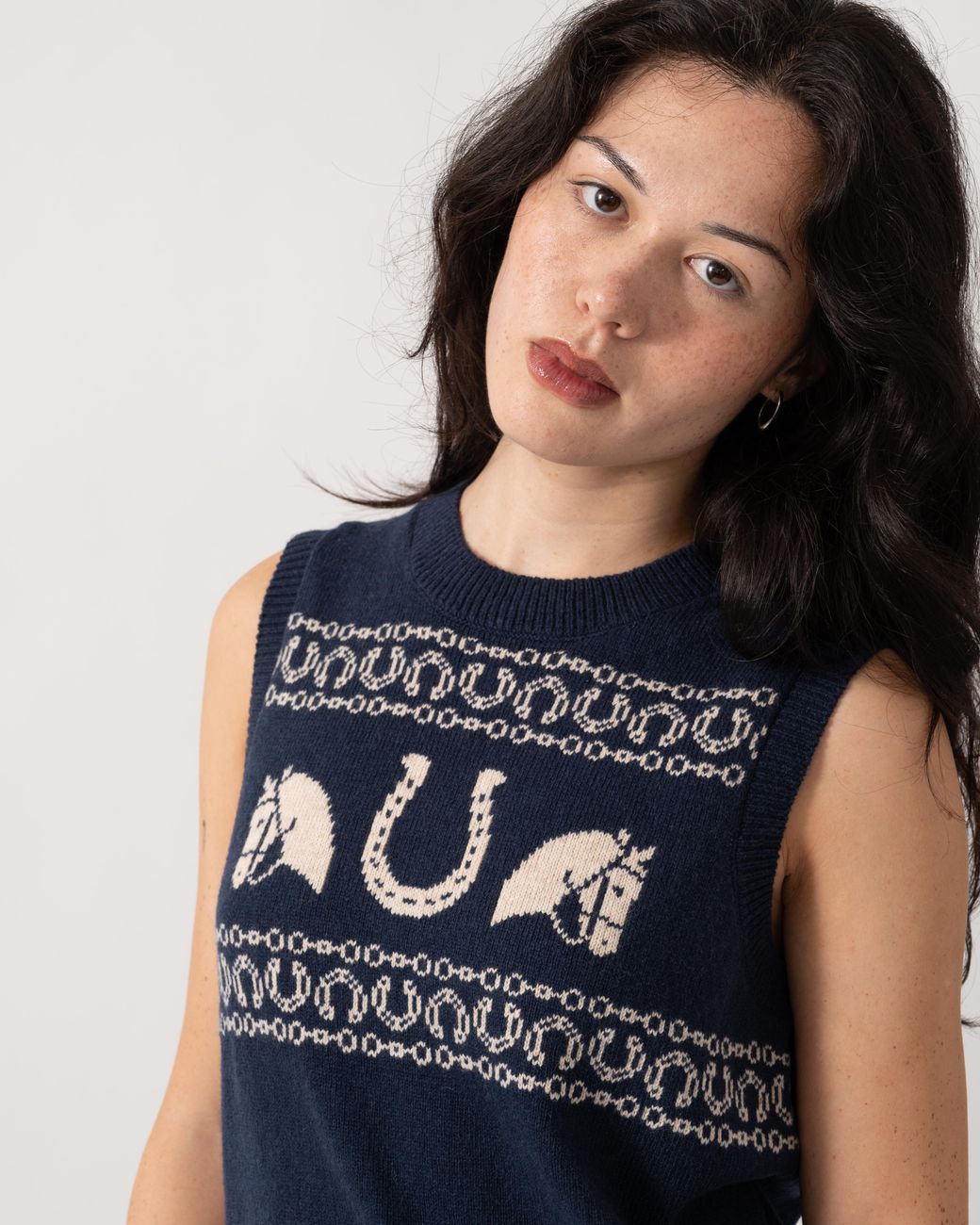 Joules Blue Horse Icon Knit Tank Top