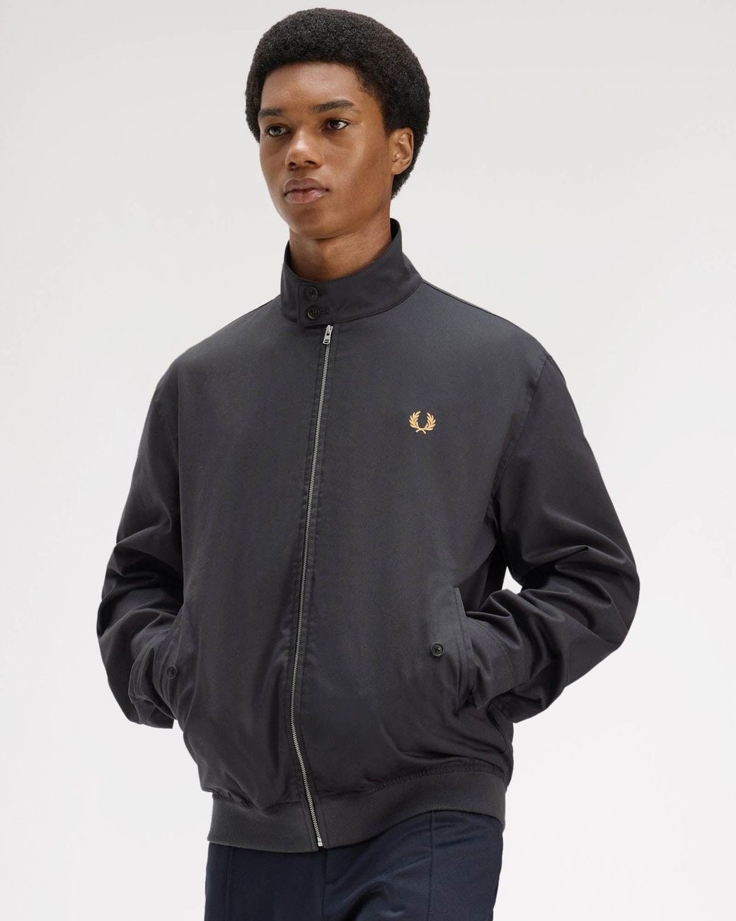 Fred Perry Blue Twill Harrington Jacket for men