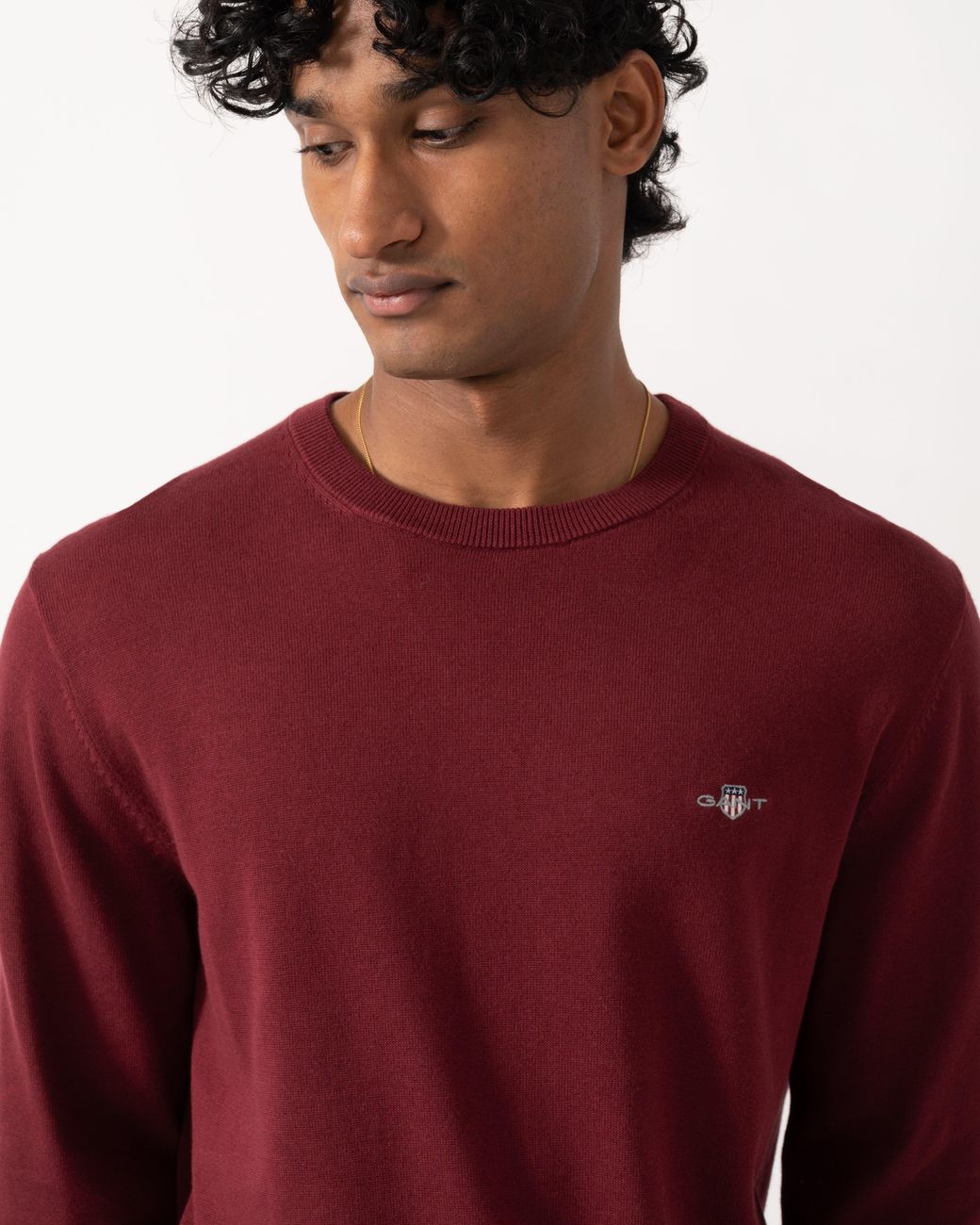 Gant Red Classic Cotton Shield Logo Crew Neck Jumper for men