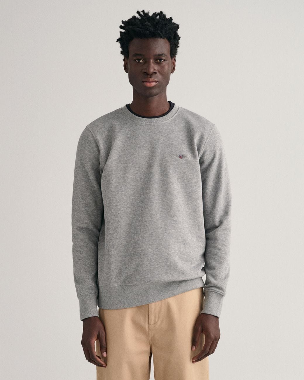 Gant Gray Melange Shield Crew Neck Sweatshirt for men