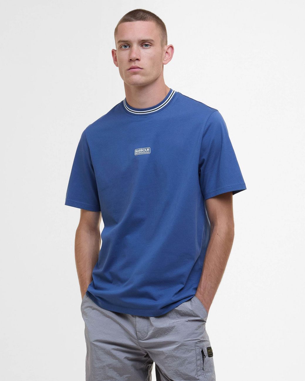 Barbour Blue Central Logo T-Shirt for men