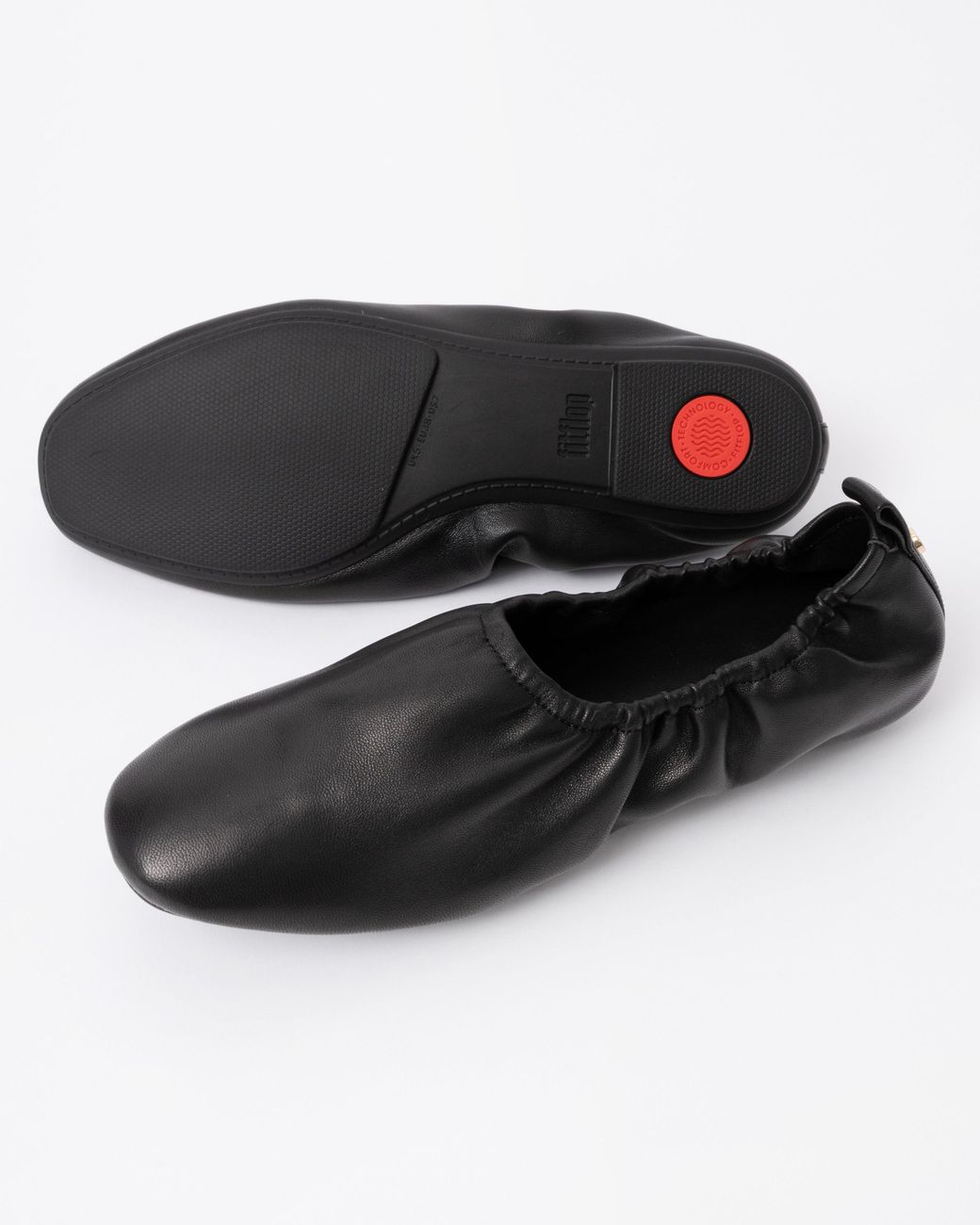 Fitflop Black Delicato Poise Leather Ballerina Shoes