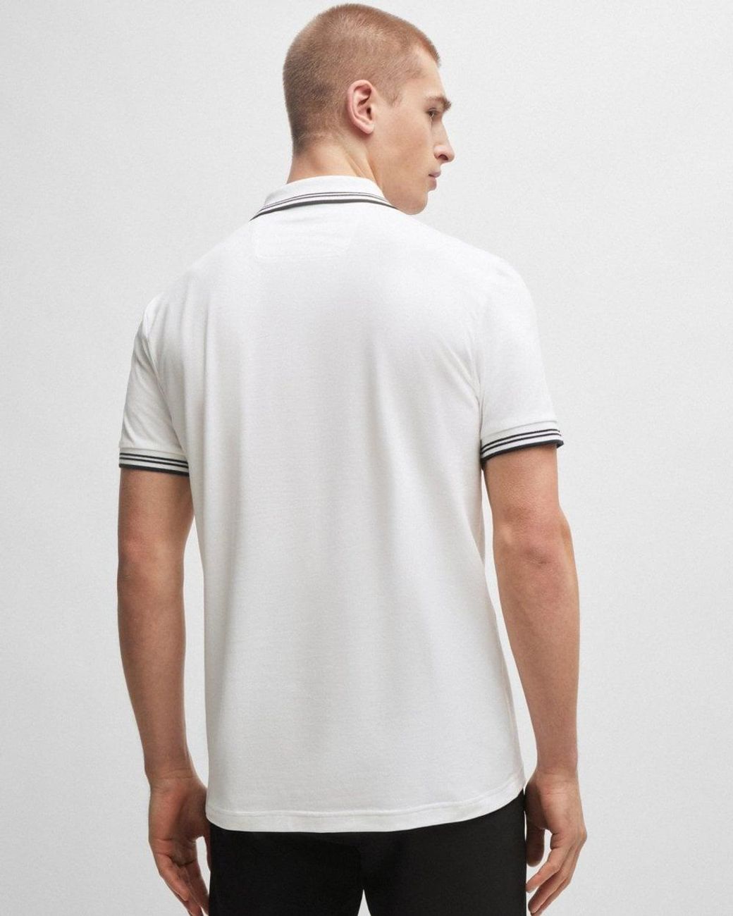 Boss White Paul Short Sleeve Polo Shirt With Contrast Tipping Nos for men
