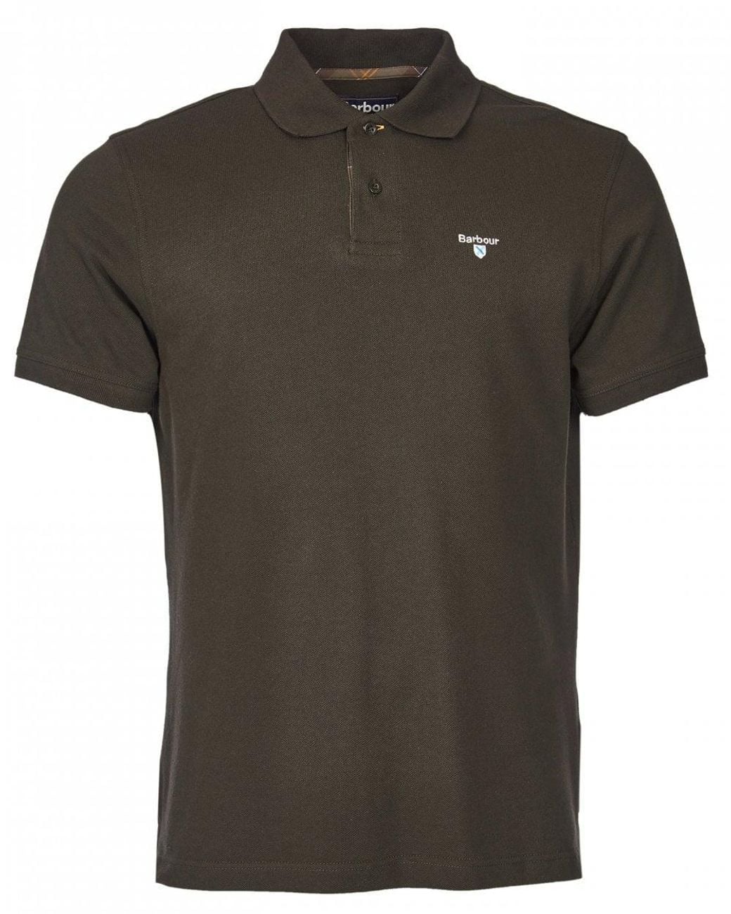 Barbour Brown Tartan Pique Polo Size: M for men
