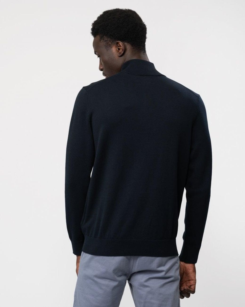 Gant Blue Classic Cotton Half Zip Jumper for men