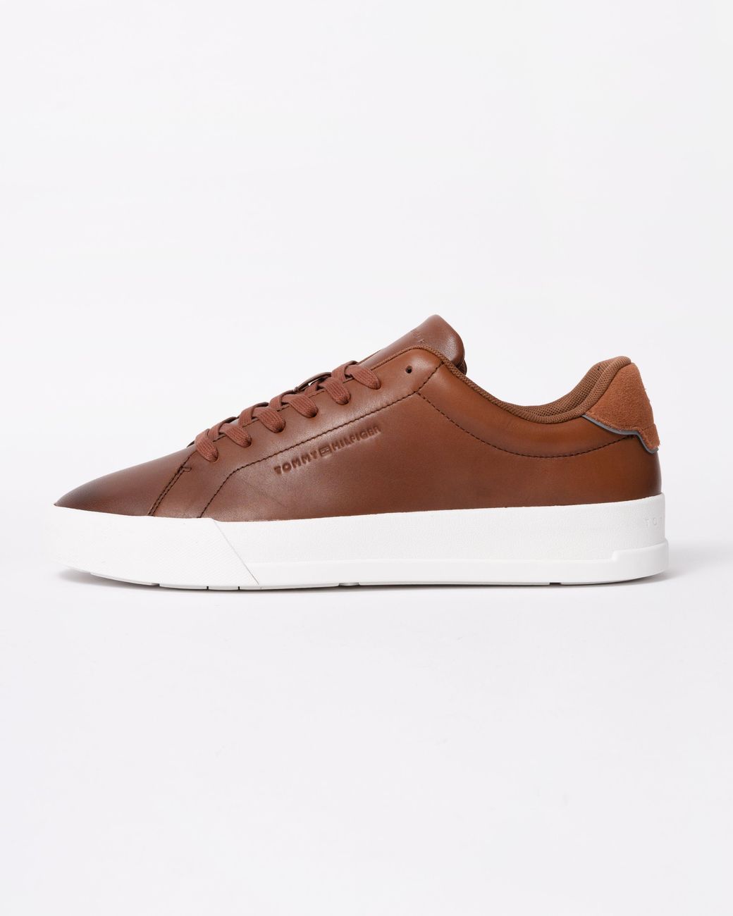 Tommy Hilfiger Brown Th Core Leather Court Trainers for men