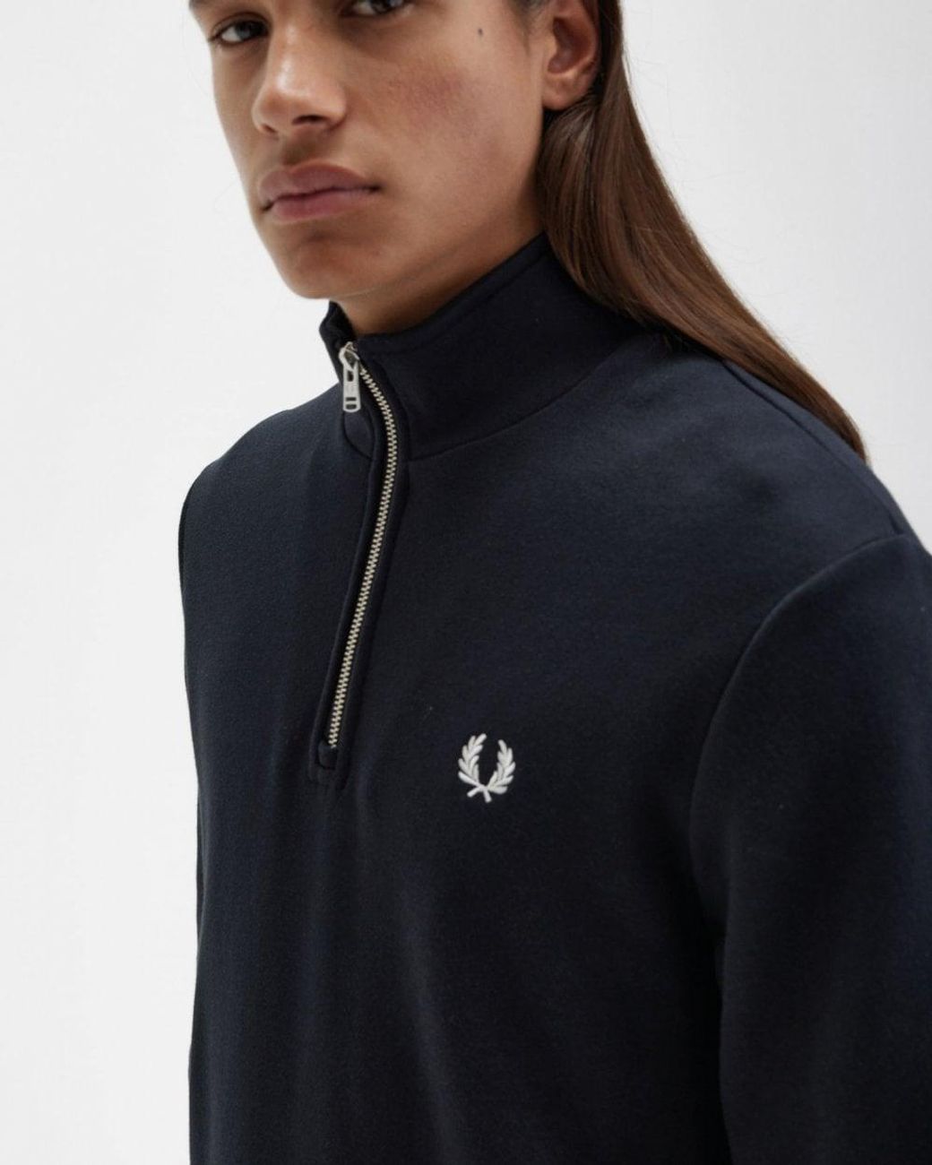 Fred Perry Blue Half Zip Sweatshirt Size: L for men