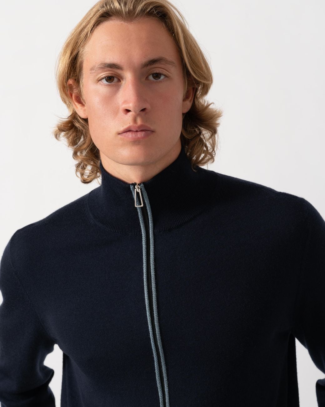 Paul Smith Blue Ps Full Zip Funnel Neck Sweater for men
