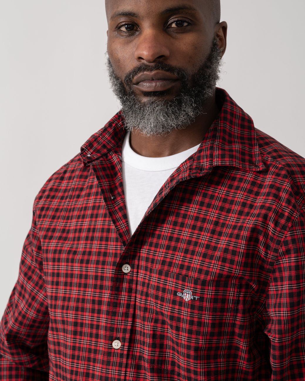 Gant Red Regular Fit Classic Poplin Check Shirt for men