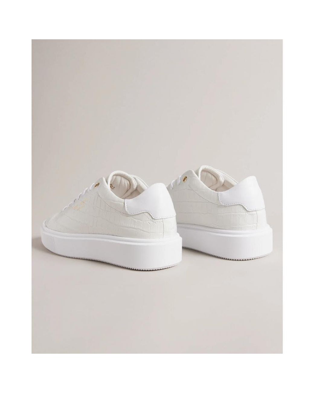 Ted Baker Artimi Croc Embossed Platform Trainer in White Lyst