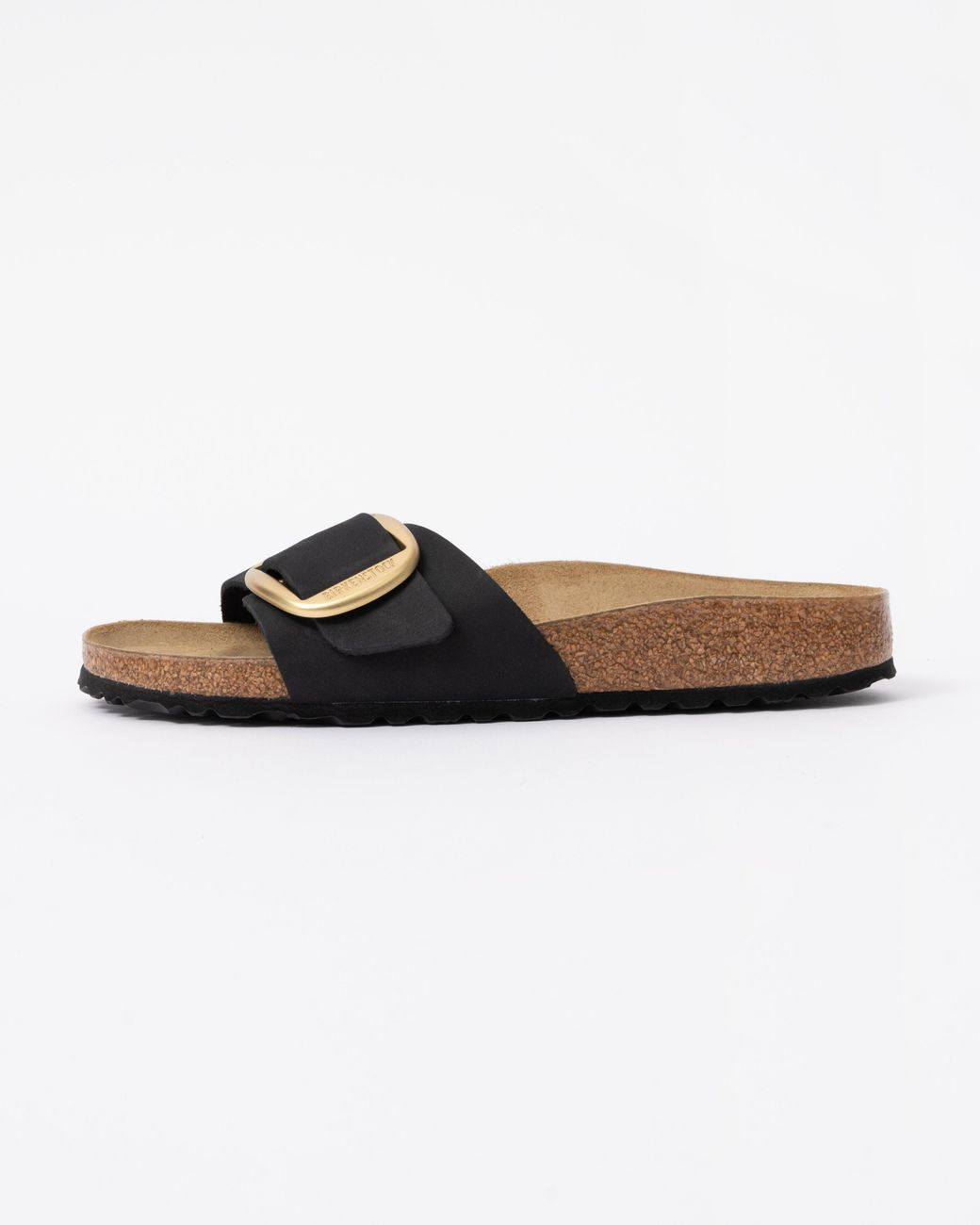 Birkenstock Black Madrid Big Buckle Nubuck Leather Sandals