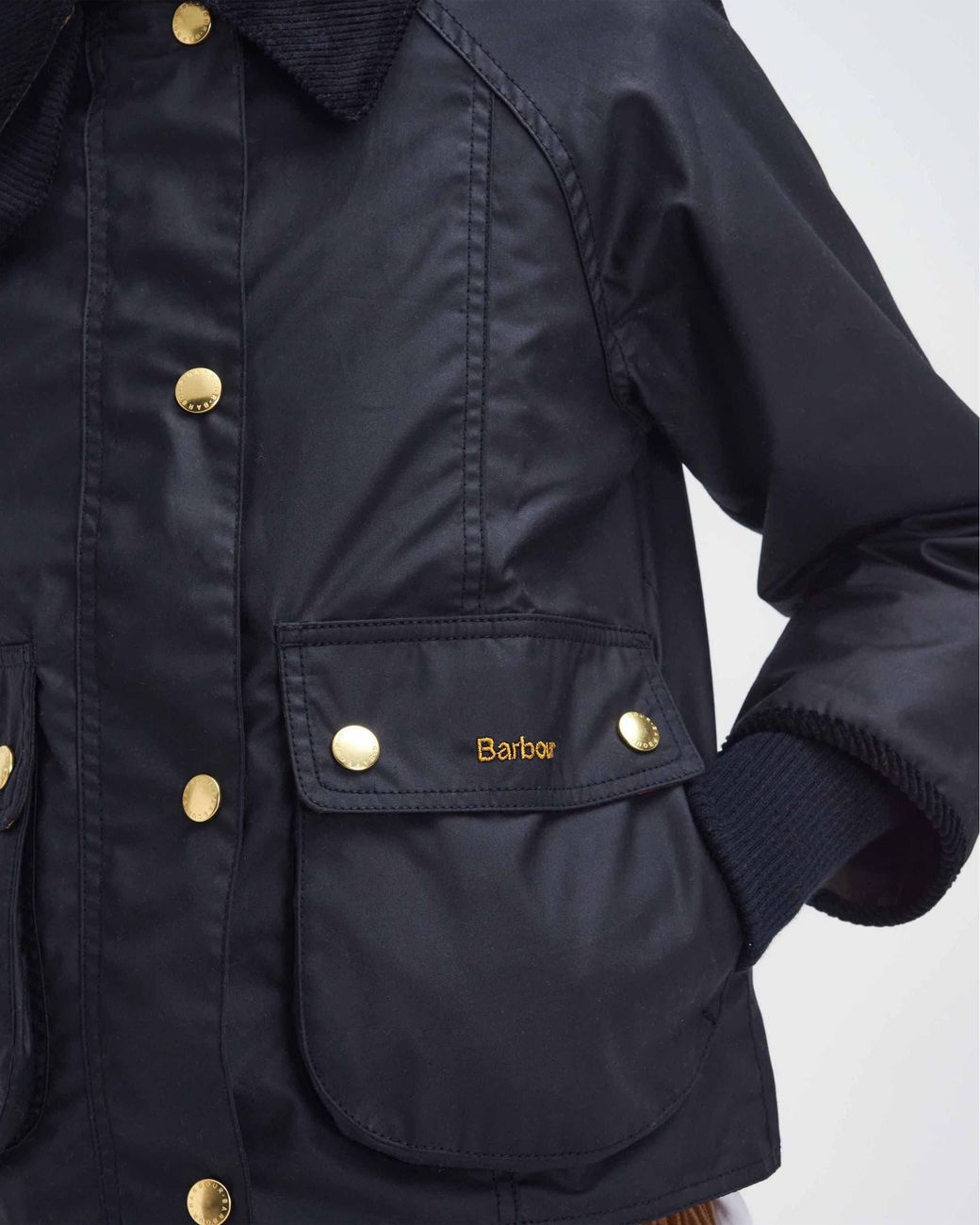 Barbour Blue Cropped Beadnell Wax Jacket