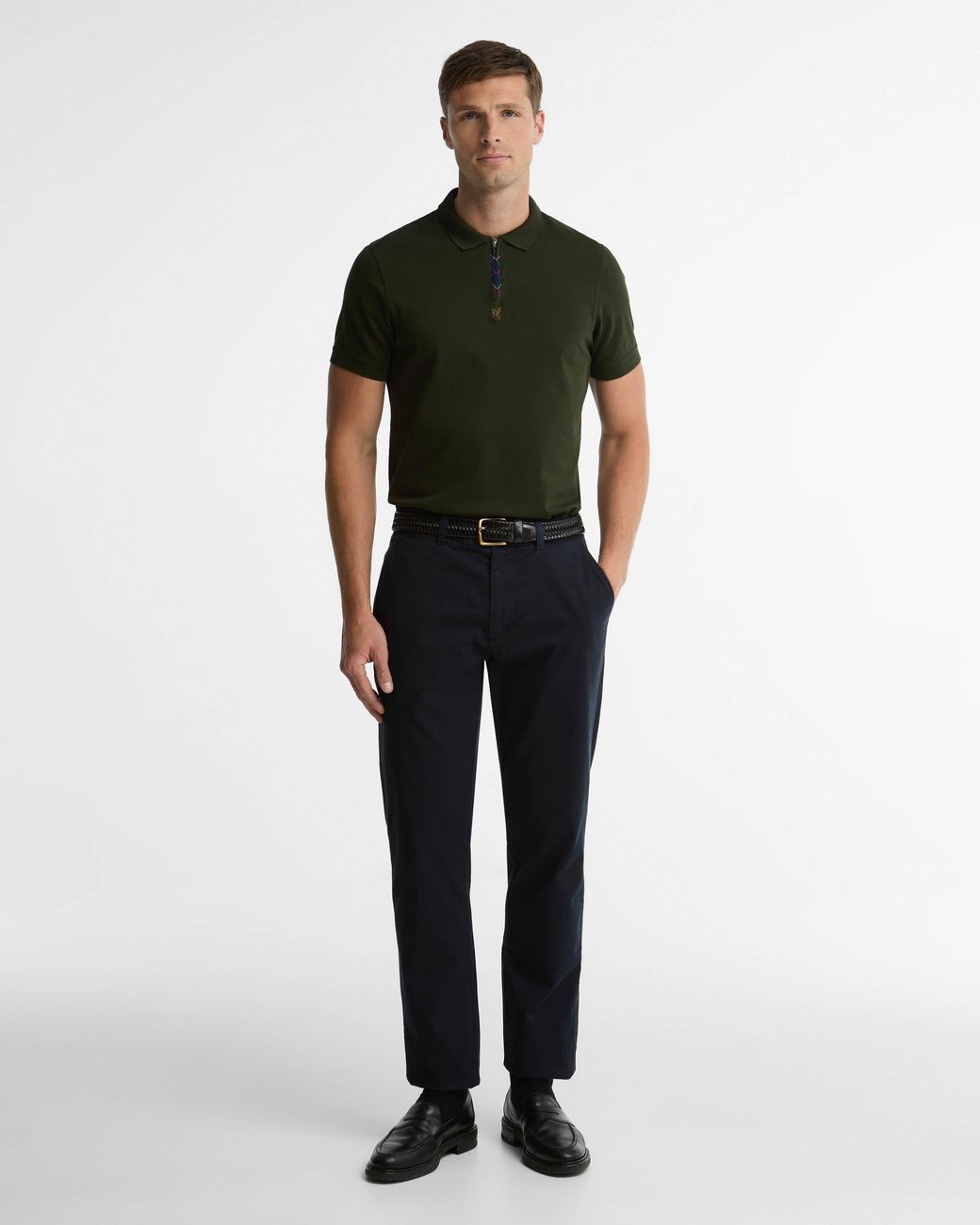 Barbour Green Stately Zip Polo Shirt for men