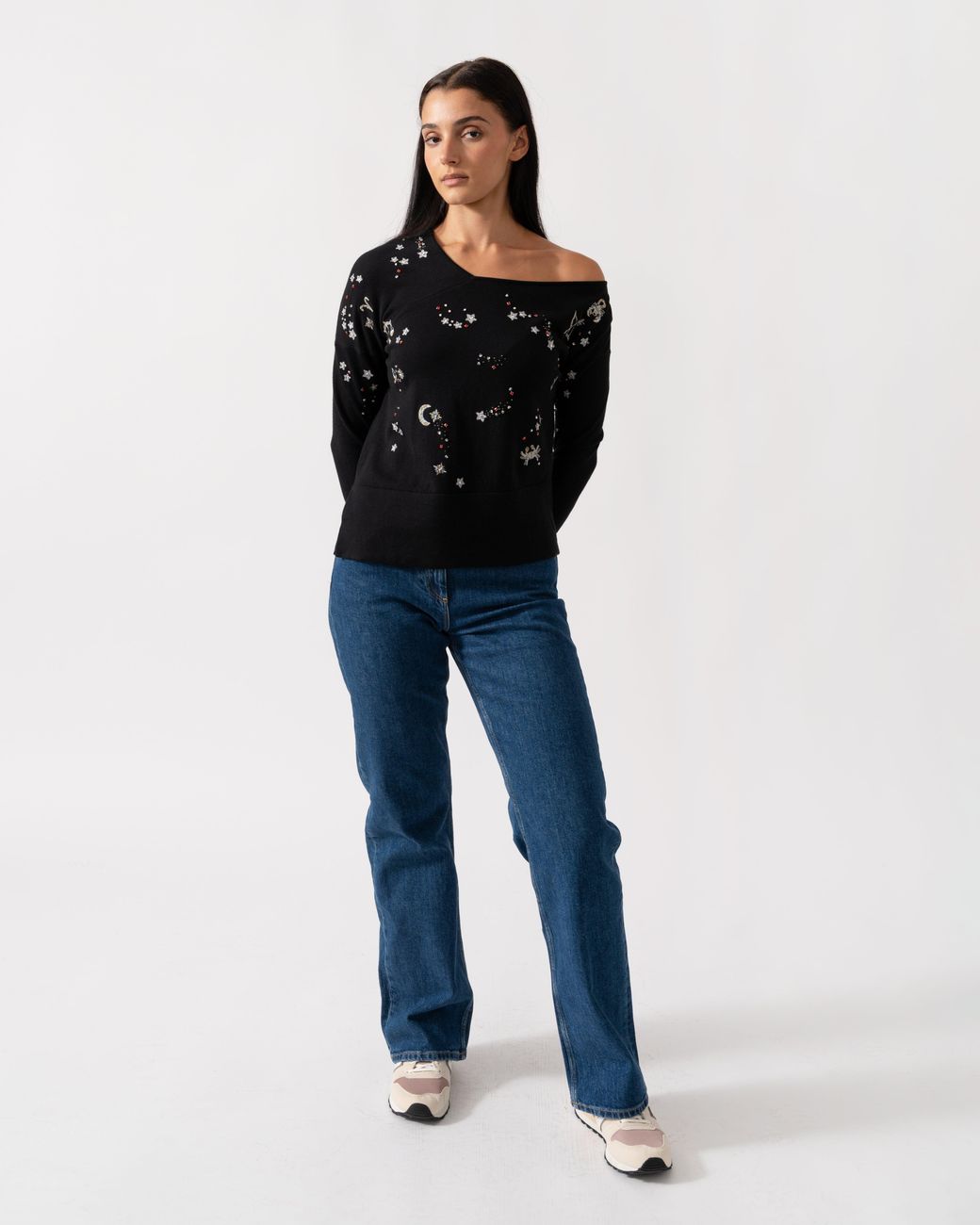 French Connection Black Zodiac Knits Ls Jumper