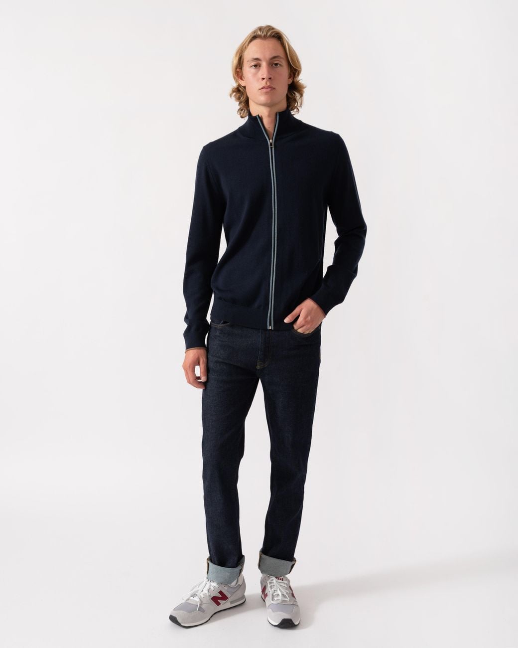 Paul Smith Blue Ps Full Zip Funnel Neck Sweater for men