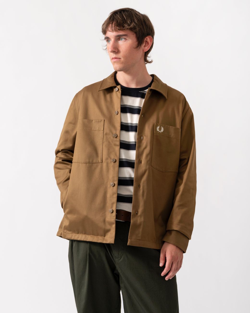 Fred Perry Brown Twill Overshirt for men