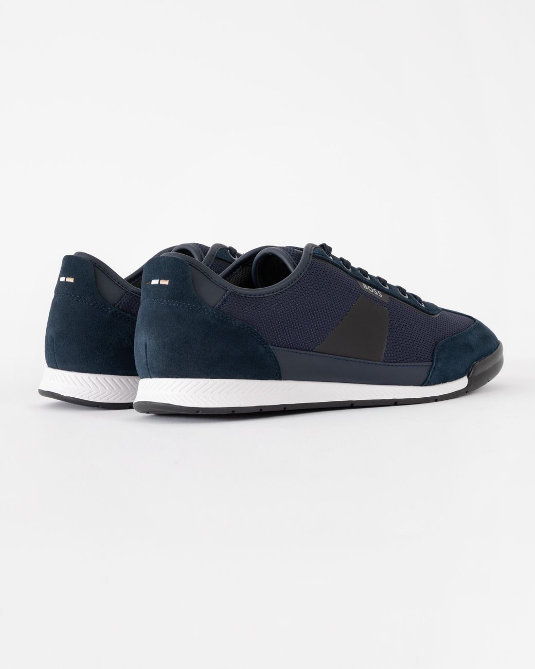 Boss Blue Nitan Mixed Material Trainers With Ridged Outsole for men