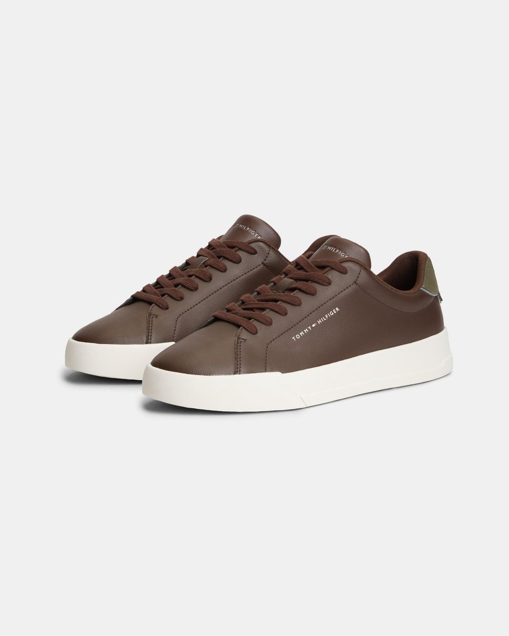Tommy Hilfiger Brown Court Leather Detail Trainer for men
