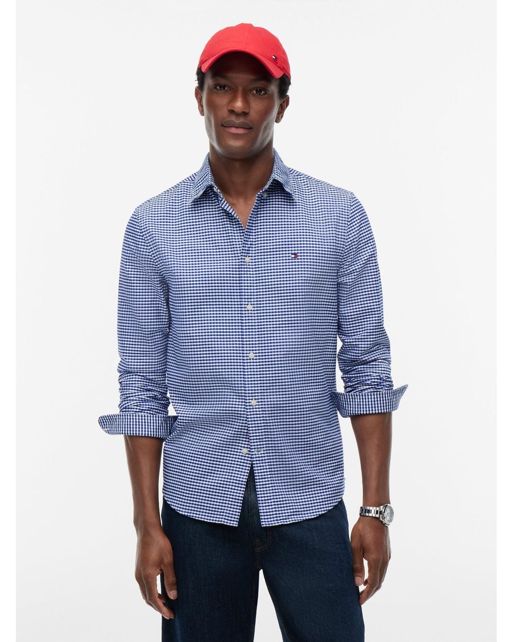 Tommy Hilfiger Blue Heritage Oxford Gingham Regular Fit Shirt for men