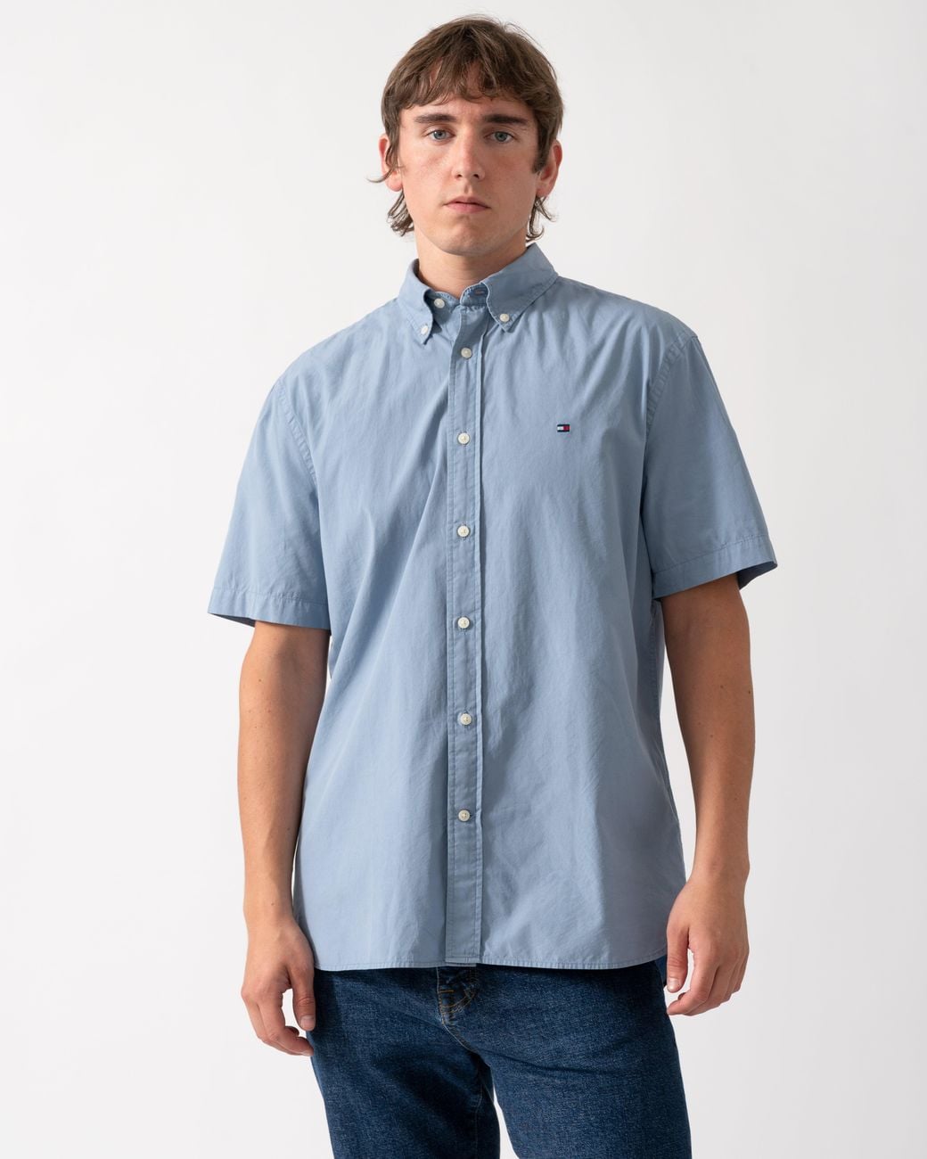 Tommy Hilfiger Blue Gmd Poplin Short Sleeve Shirt for men