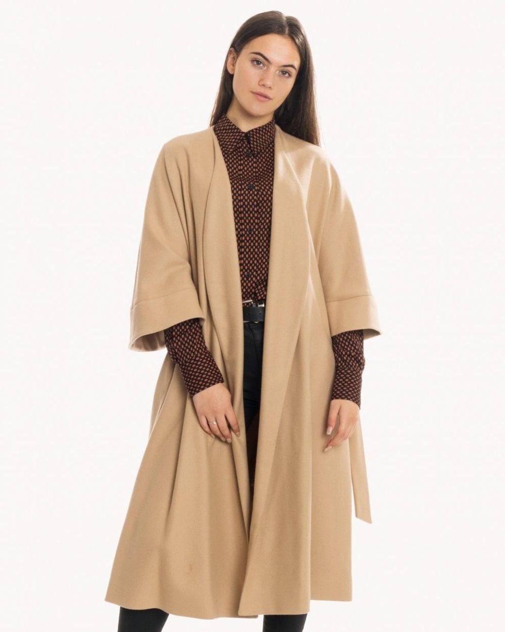 Calvin Klein Natural Wool Cashmere Wrap Coat