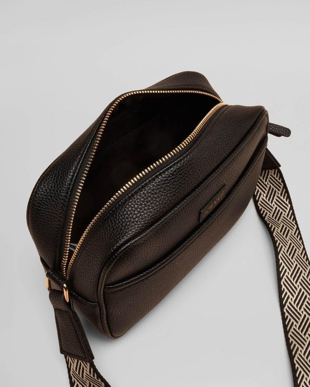 Joules Black Trent Faux Leather Crossbody Bag