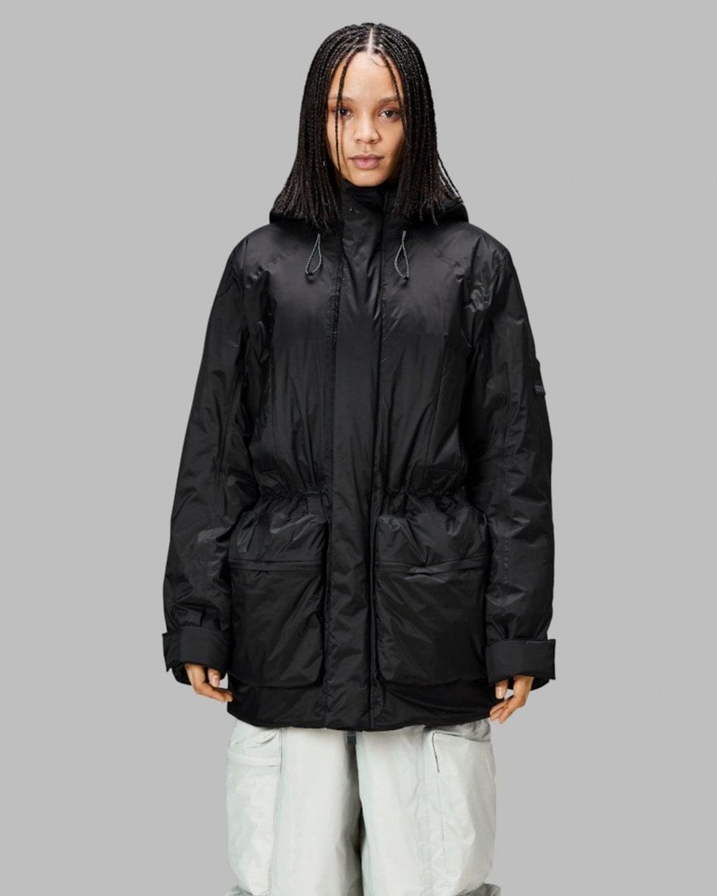 Rains Black Vardo Parka Size: M
