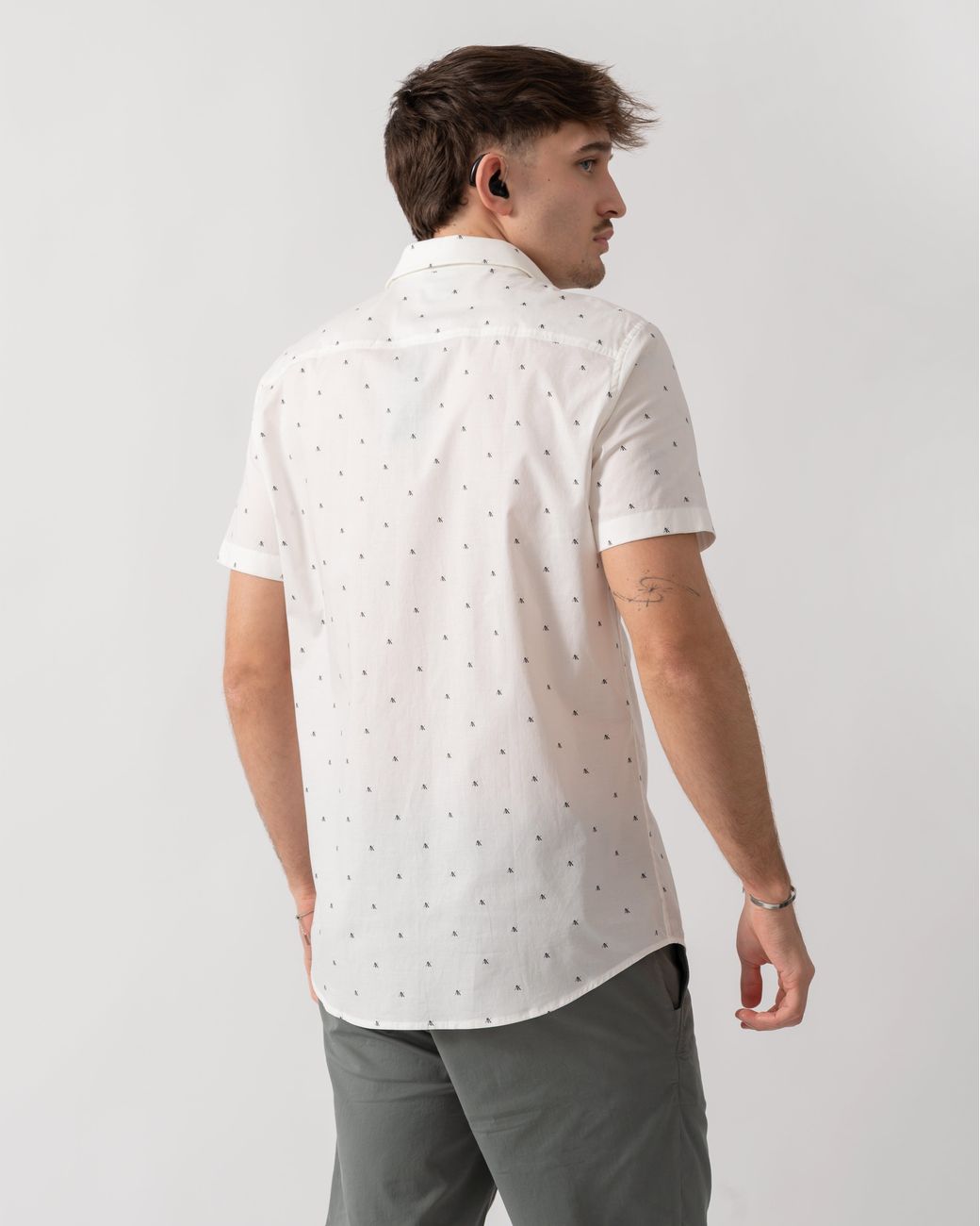 ARMANI EXCHANGE White Short Sleeve Shirt With Geometric Pattern for men