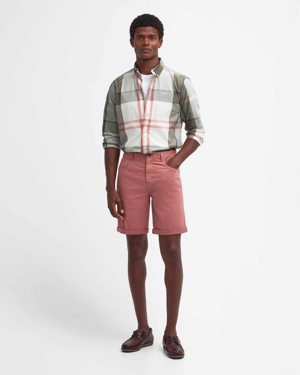 Barbour Red Overdyed Twill Shorts for men